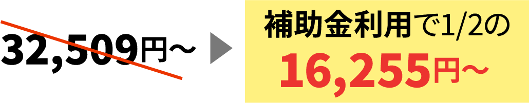  補助金利用で1/2の16,255円〜
